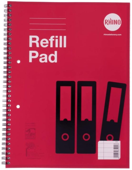 RHINO Stationery A4+ Twinwire Refill Pad | 160 Page | 8mm Ruled with Margin | Red Cover | Notepad | Education Standard Writing Paper - Image 2
