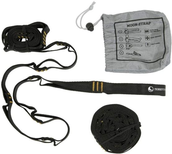 Ticket to the Moon Fair Trade, Handmade & Lightweight Hammock Suspensions- Ropes, Tree-Friendly (Moon-) straps for Tree-Friendly Installation [2 Pcs x 2.5-3.4m, 90g-300g] incl. Fastening Loops for Smooth Handling, Breaking Load <700-800kg, In- and Outdoor, 10Y. Warranty