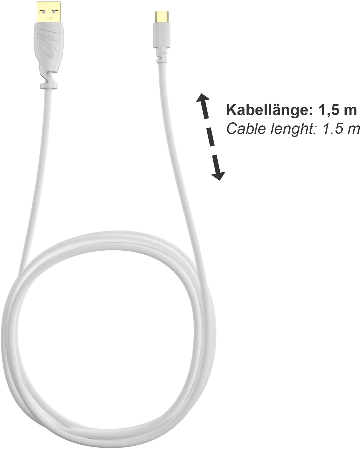 KabelDirekt - 1.5m Micro USB Cable (USB 2.0, Synch & Charge Cable, white) TOP Series, 1 x 1.5 m - Image 2
