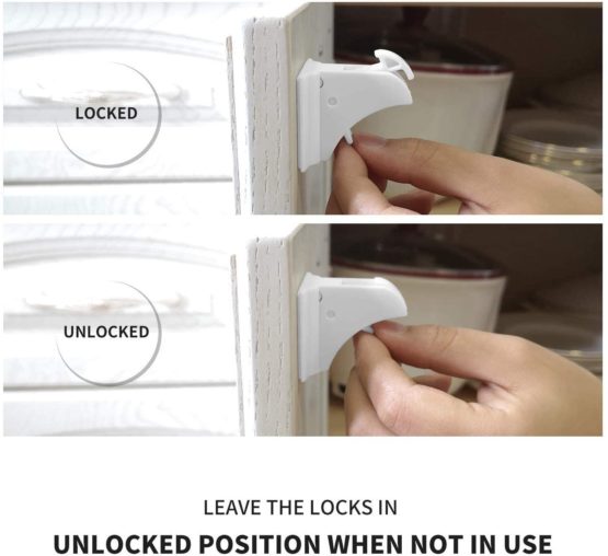 Baby Safety Magnetic Cupboard Locks - 10 Pack Child Proof Cupboard Catches and Locks, No Screws or Drilling, Easy Install in Seconds, Latest Design to Protect Your Kids and Toddlers - Norjews - Image 4