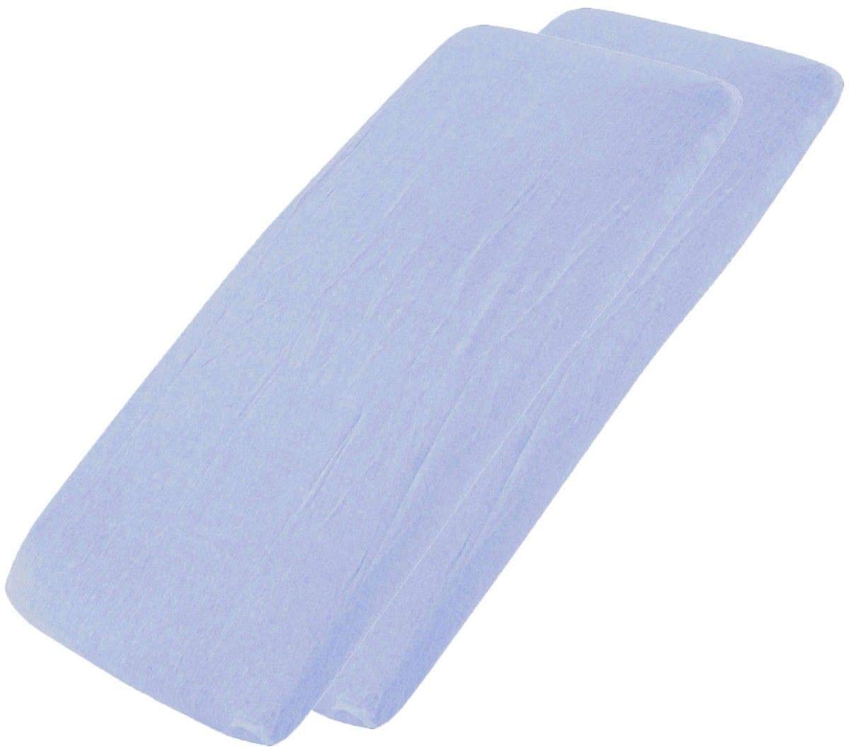 2X Cot Bed Fitted Sheets 100% Cotton Blue, 2x Blue, 2 Count (Pack of 1)