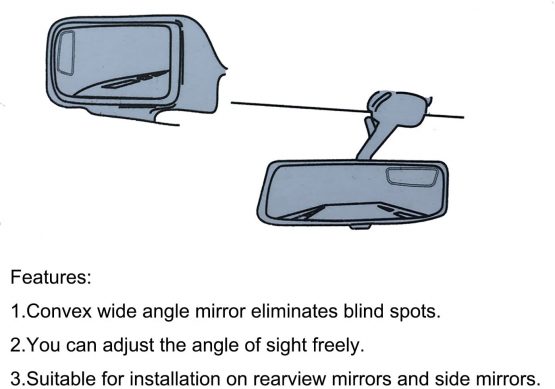 meioro 360° Rotate Blind Spot Mirror,Adjustabe Wide Angle Rear View Mirror HD Glass Convex Side View Mirror for Car(One pair) - Image 4