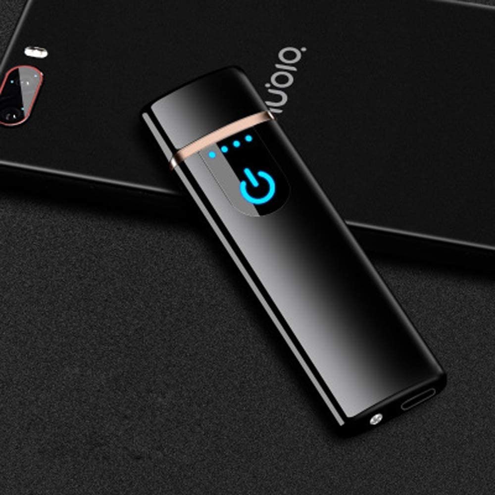 Wiber Rechargeable USB Electronic Lighter Fingerprint Touching LED Sensor Screen Double-sided Ignition Windproof Flameless Candle Lighter - Image 3