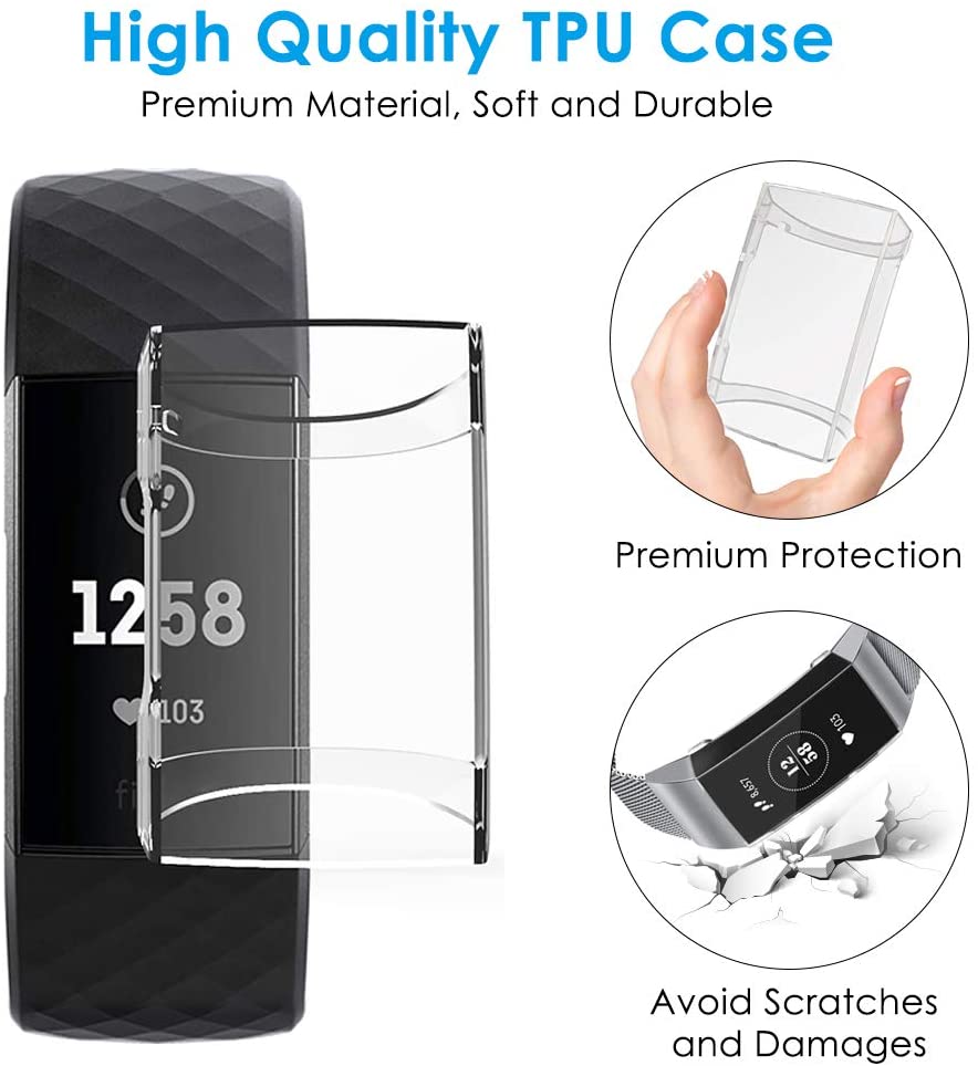 CAVN Compatible with Fitbit Charge 3 / Charge 4 Screen Protector Case