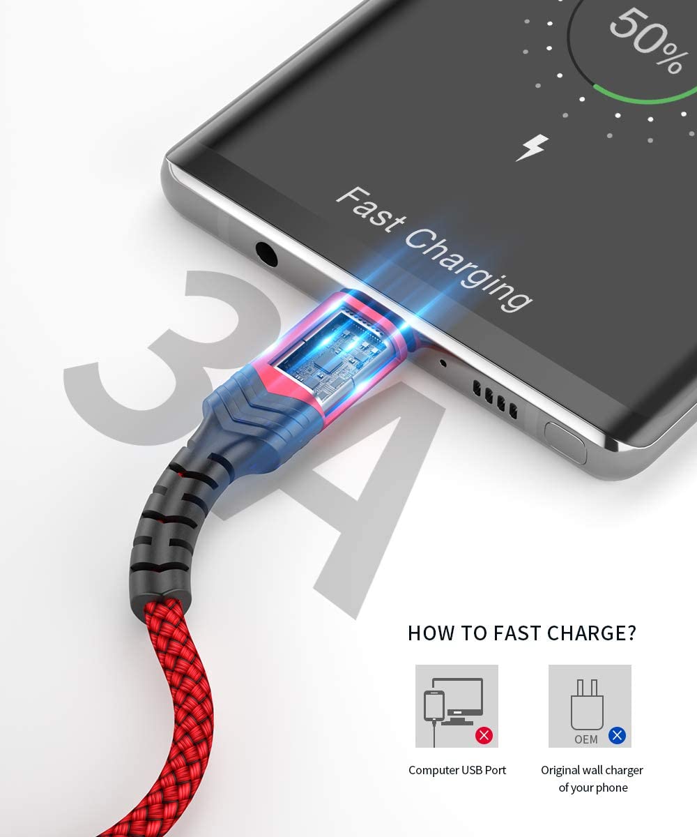 JSAUX USB C Cable (2m 2-Pack) 3.1A Fast Charging, Type C Charger Cable Compatible with iPhone 17 Air 16 15 Pro Max - Image 4