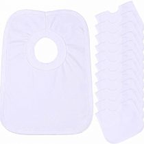 BabyPrem Baby 12 Pack 100% Cotton Round Neck Popover The Head Bib One Size White