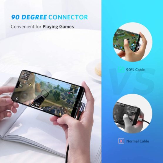 UGREEN USB C to USB C Cable 90 Degree PD Fast Charger Right Angle Type C Data Power Lead Compatible with MacBook Pro,iPad Air 4/Pro 2020, Samsung Galaxy S21 Ultra S20 FE A21s,PS5 Controller (2M) - Image 2