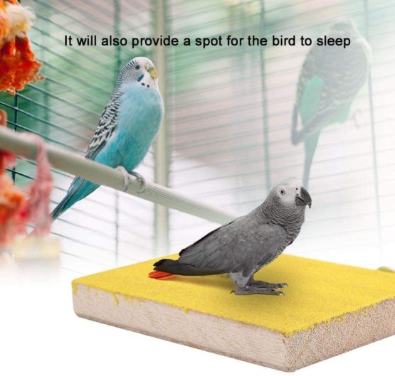 Zerodis Bird Perch Stand Natural Wood Rough Platform Toy Playground Paw Grinding Clean Frosted Board for Pet Parrot Hamster Squirrel(Yellow) - Image 4