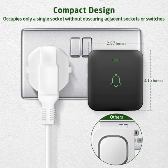 Wireless Doorbell, AVANTEK 1000ft Long Range Door Bells, Mini IP55 Waterproof with 1 Plug-in Receiver, Cordless Doorbell with 5 Levels Volume, 52 Melodies, LED Flash, CB-11 (CR2032 Battery Included) - Image 4