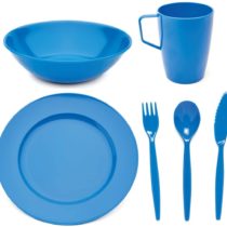 Scout and Girl Guide Polycarbonate Tableware Set - Plate, Bowl, Mug & Cutlery - Med Blue Reusable Virtually Unbreakable