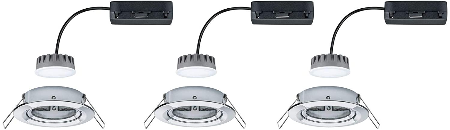 Paulmann 93880 Premium Recessed Light Set Coin Slim dimmable Round swiveling LED 3x6.8W 2700K 230V 51mm chr/alu - Image 3