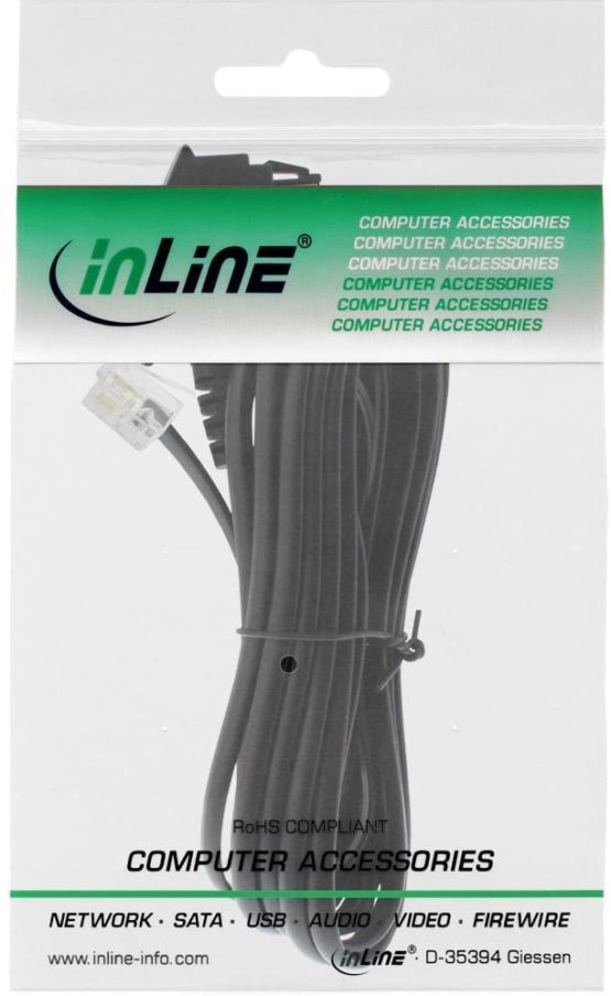 InLine® 18920 Cable for Telecoms/Siemens Devices TAE-F Male to RJ11 Male 20 m Black - Image 2