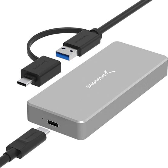 Sabrent USB 3.1 Aluminum Enclosure for M.2 NVMe SSD in Gray (EC-NVME)