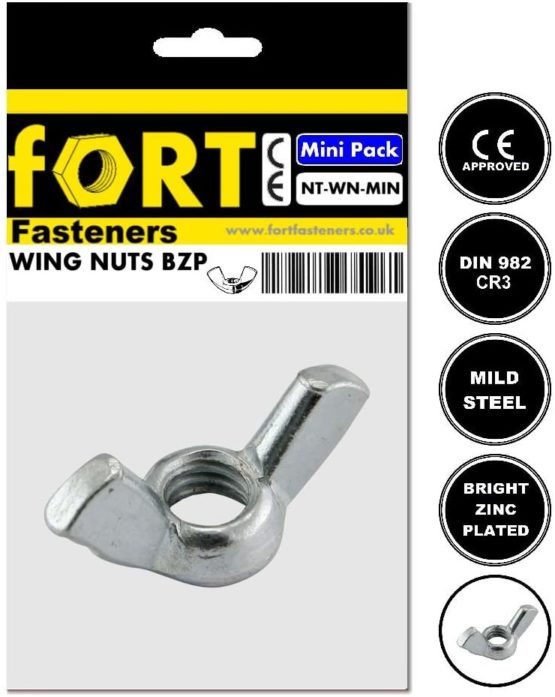 Merriway BH02779 Wing Nut M6 (1/4 inch) - Bright Zinc Plated, Pack of 15