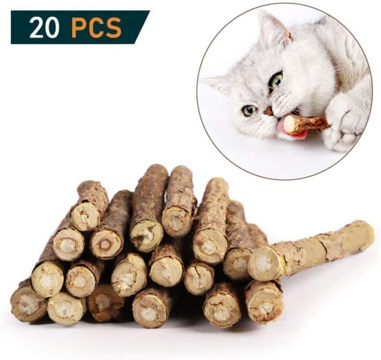 onebarleycorn - Cat Catnip Sticks,Teeth Grinding Chew Toy for Cat Kitten Natural Matatabi Dental,Pack of 20 pcs