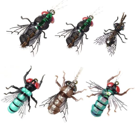 YZD Realistic Fly Fishing Flies Set Dry Mosquito Bottle Flies Bumble Wasp Steelhead Rainbow Trout Handmade Fishing Lure Flyfishing
