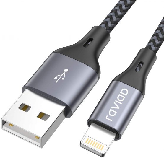 iPhone Charger Cable, RAVIAD [6ft/1.8m, MFi Certified] Lightning Cable Nylon Braided Charger Lead Fast Charging Cable for iPhone 11 Pro Max Xs X XR 8 7 6s 6 SE 5 5s 5c - Gray