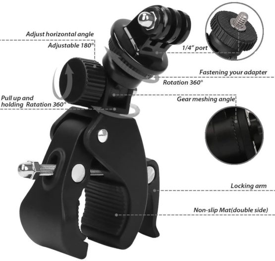 TEKCAM Action Camera Bike Mount,Bicycle Handlebar Mount for Action