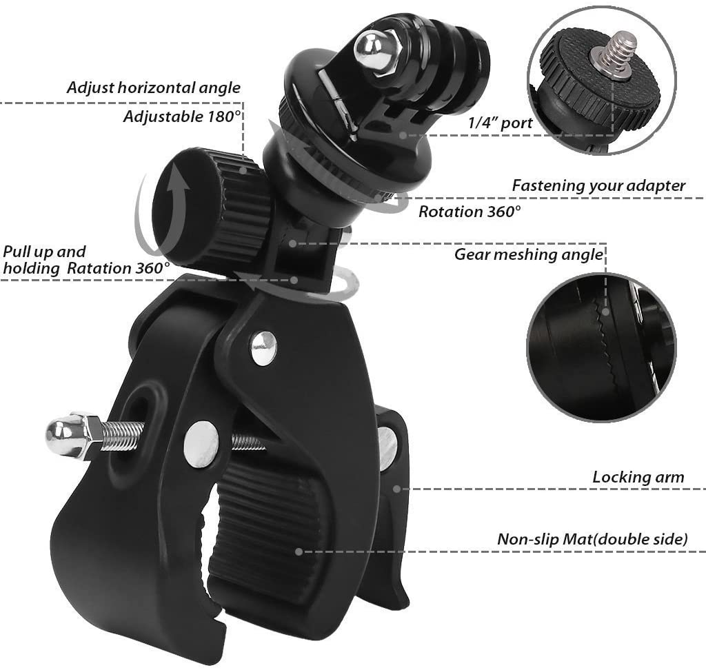 TEKCAM Action Camera Bike Mount,Bicycle Handlebar Mount for Action Camera Compatible with AKASO