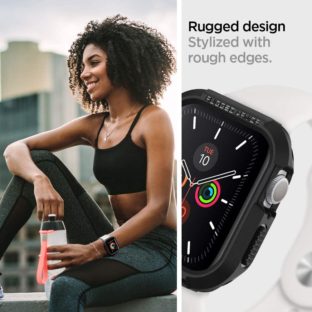 Spigen Rugged Armor Case Compatible with Apple Watch Case for Series 9/8/7 45mm and 44mm Series 6/SE/5/4 - Black - Image 4