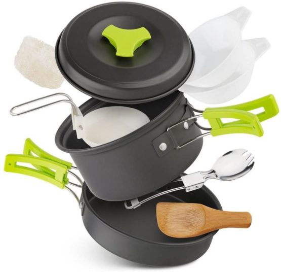 Qtiwe 10-Piece Cookware Kit Picnic Pots Cookware Camping Set for Camping Outdoor Hiking Picnic BBQ, Foldable Camping Pots, Fda Certified - Image 2