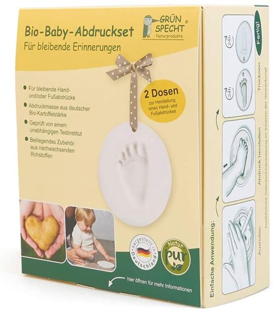 Grünspecht 679-00 Organic Baby Hand and Footprint Kit - 2 Tins