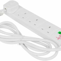 Status S4W2MSPS9 4-Way Surge Protection Extension Socket with Neon Indicator, White, 10.0 cm*10.0 cm*5.0 cm