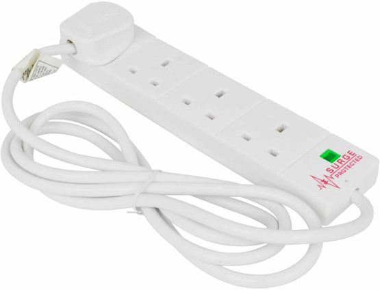 Status S4W2MSPS9 4-Way Surge Protection Extension Socket with Neon Indicator, White, 10.0 cm*10.0 cm*5.0 cm