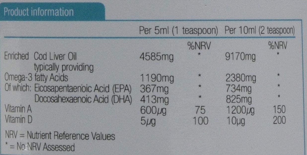 Natures Aid Cod Liver Oil Liquid 500ml, High Strength Omega-3 Fish Oil with Vitamins A & D - Image 2