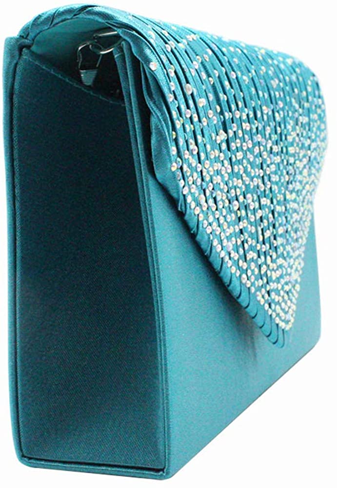 Dreneco Ladies Diamond Envelope Clutch Bag Evening Party/Bridal Wedding/Hand Bag, Blue - Image 3