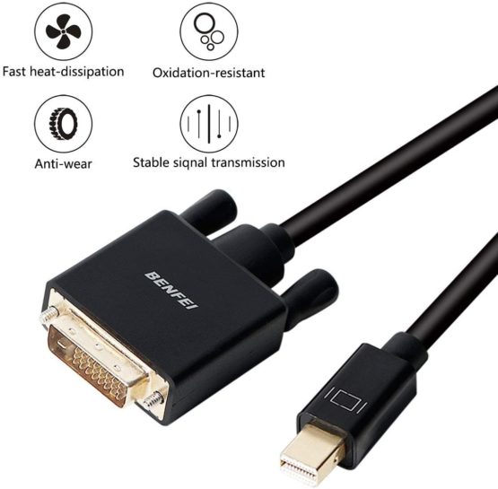 Mini Displayport to DVI Cable, BENFEI Mini DP to DVI 3M Cable Male to Male Gold-Plated Cord for MacBook, iMac(LG51) Surface Pro and Laptop - Image 2