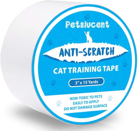 Petslucent Cat Scratch Deterrent Sticky Paws Tape, Cat Furniture Protector Training Tape Anti Scratching, Double Sided Guards for Carpet, Sofa, Couch, Door (Blue- 3''x 15 Yards)