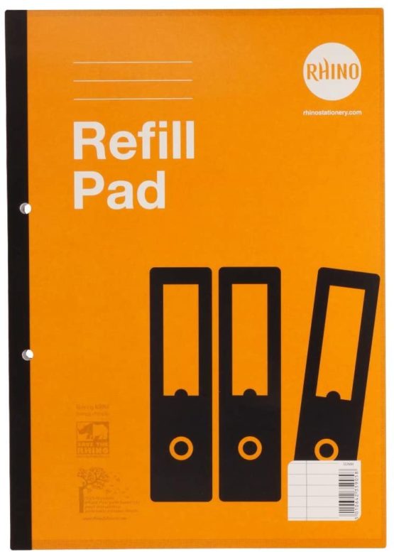 RHINO Stationery A4 Refill Pad 320 Page | 6mm Ruled with Margin | Headbound Notepad | Yellow | School Notepad Premium Writing Paper