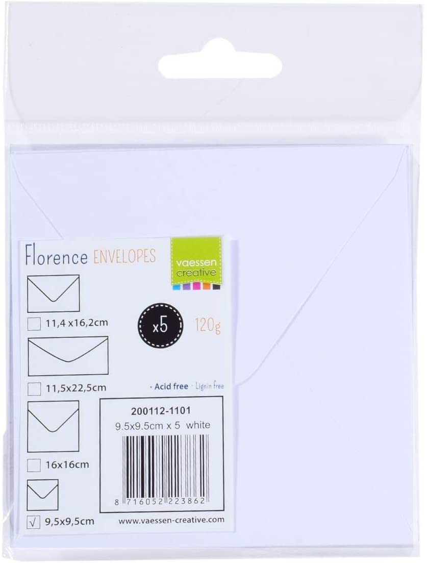 Vaessen Creative Florence Envelopes, Small Square, White, for Cards Set of 5, Assorted Cards Available, Mittel - Image 4