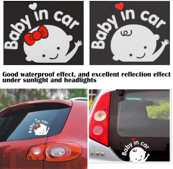 FineFun Baby in Car|Baby on Board Stickers Car Warning Sign (Baby in Car(Girl)) - Image 3