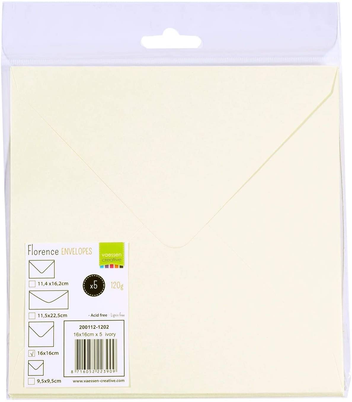 Vaessen Creative Large Square Florence Envelopes for Greeting Cards Ivory, Set of 5, Matching Cards Available - Image 4