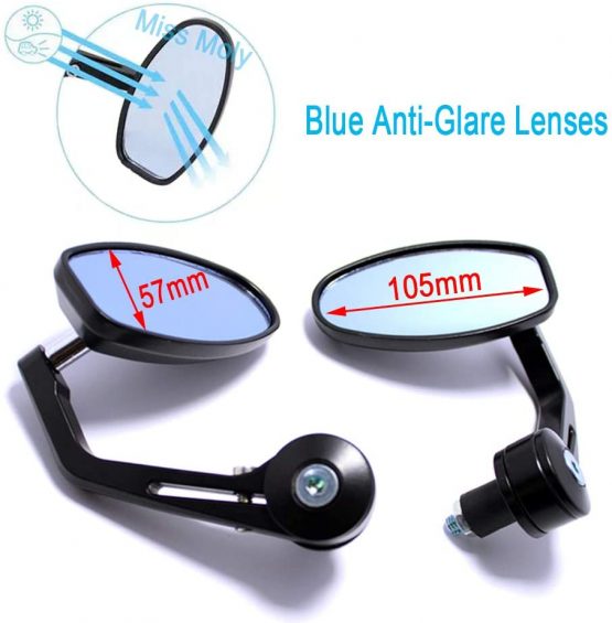 Motorcycle Side Mirror 7/8" 22mm Handlebar Bar End Mirrors for Scooter Cruiser Chopper-Black - Image 2