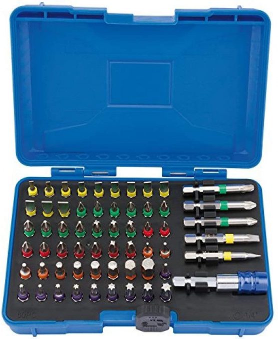 Draper 82405 Coloured Screwdriver Bit Set with Magnetic Holder (60 Piece)