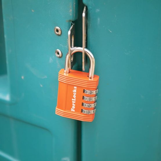 FortLocks Padlock - 4 Digit Combination Lock for Gym Outdoor & School Locker, Fence, Case & Shed - Heavy Duty Resettable Set Your Own Combo - Waterproof & Weatherproof (Black, 1 Pack) - Image 3