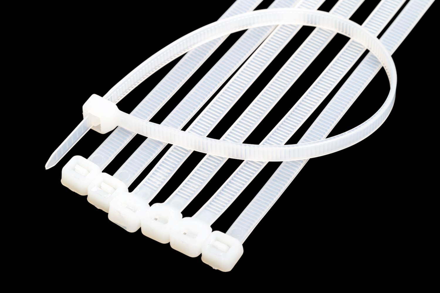 Zip Ties 200mm x 2.5mm White - 8” Premium Neutral Plastic Cable Ties, 200 mm Nylon Natural Tie Wraps, Pack of 100 Pieces by intervisio - Image 3