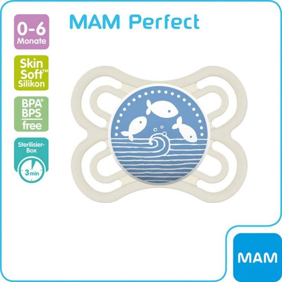 MAM Perfect Day & Night Dummies 0-6 incl.2 Sterils + BabyFehn pacifier holder - Image 2