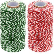 200M Red and Green String Twine, Craft Cotton Thread Durable Twine Perfect for Baking, Butchers, DIY Crafts and Handmade Arts
