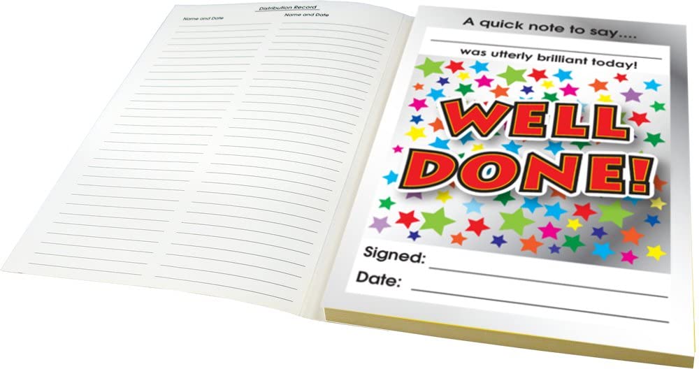 SuperStickers Reward Praise Note Pad for Teachers - 'Utterly Brilliant - Well Done'. 60 sheets, Mixed, a6 - Image 2