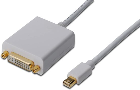 Digitus 0.15m Mini DP Male to DVI-D Female DisplayPort Adapter Cable - White - Image 2