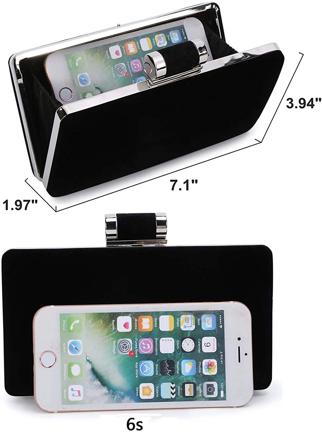 Selighting Women's Formal Evening Bags Velvet Wedding Prom Party Clutch Purses (Black) - Image 4