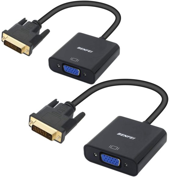 Active DVI-D to VGA Adapter, BENFEI 2 Packs DVI-D 24+1 to VGA Male to Female Adapter