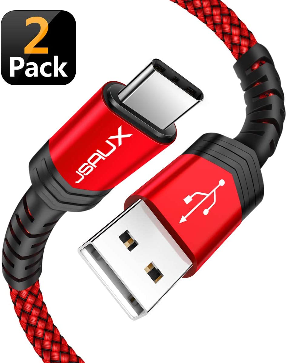 JSAUX USB C Cable (2m 2-Pack) 3.1A Fast Charging, Type C Charger Cable Compatible with iPhone 17 Air 16 15 Pro Max