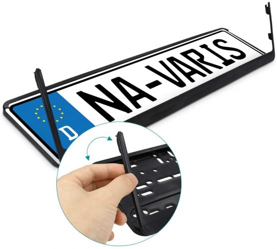 Navaris License Plate Holder - Fits Any Standard UK or EU License Plate - Car Registration License Number Plate Holder Frame - Black - Image 3
