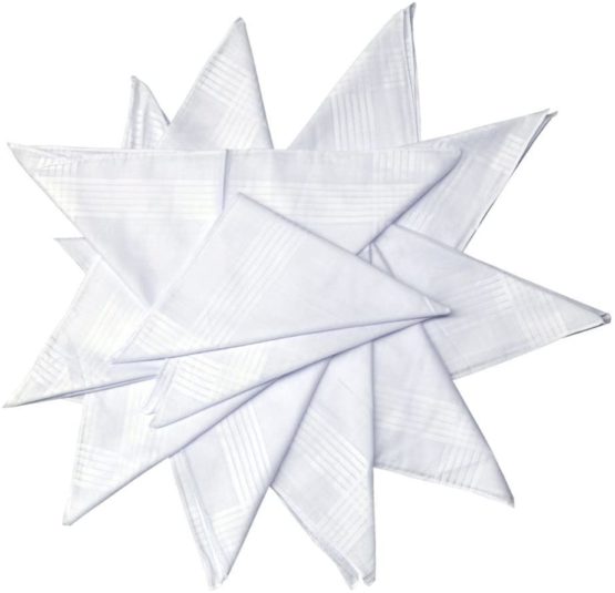 Dudu N Girlie 100 Percent Cotton Satin Border Handkerchiefs Sheets, 12-Piece