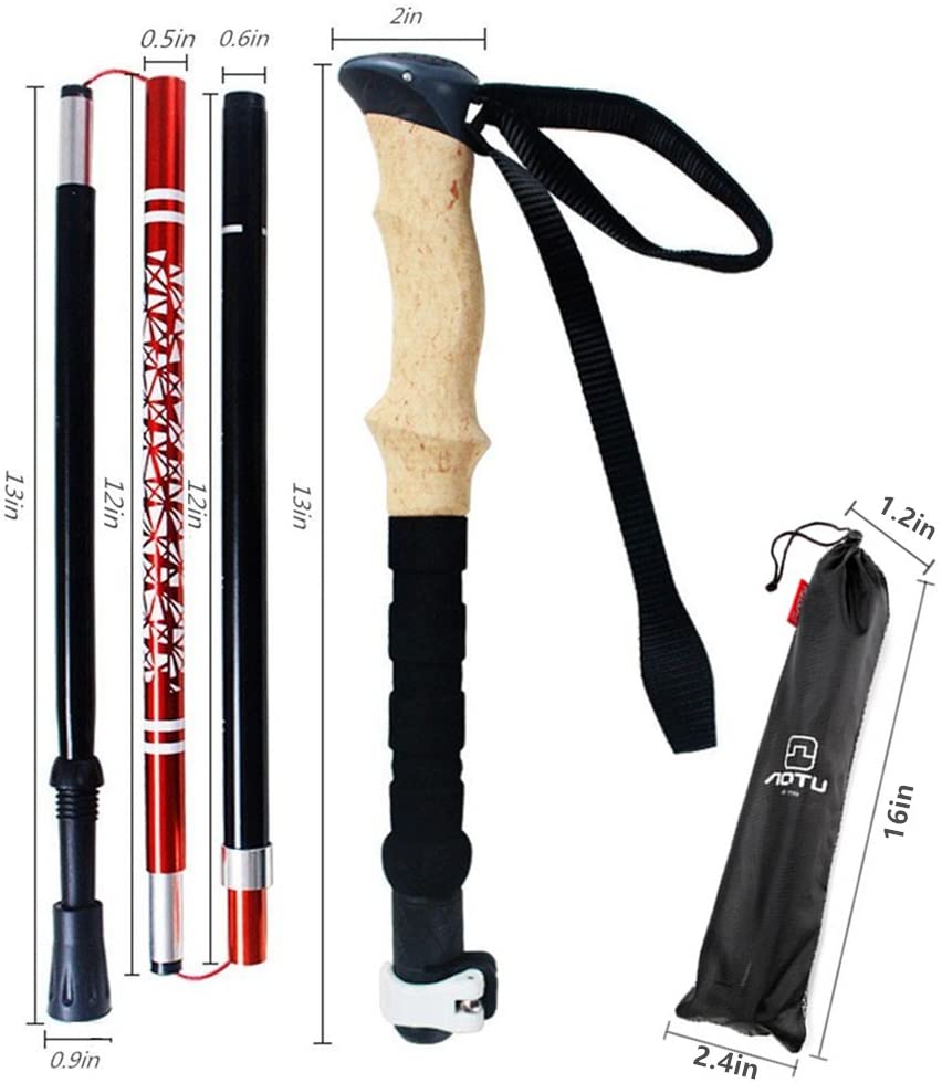 Rayami Retractable Collapsible Trekking Pole Stick, Ultralight Folding